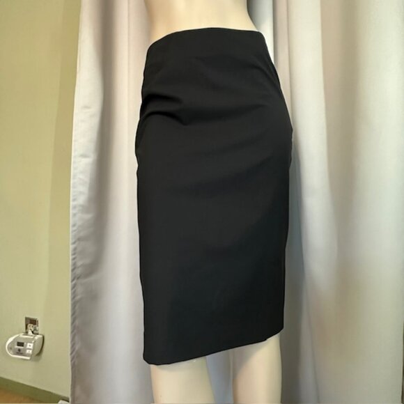 Theory Women’s Black Pencil knee length Wool Skirt | 2 Back Slits Size 4 - Picture 1 of 8